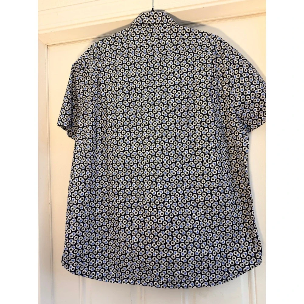 J.Crew Men's XL Slim Flex Washed Short Sleeve Button Down Shirt Blue Floral